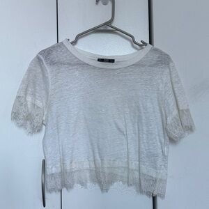 Zara White Lace Crop Top